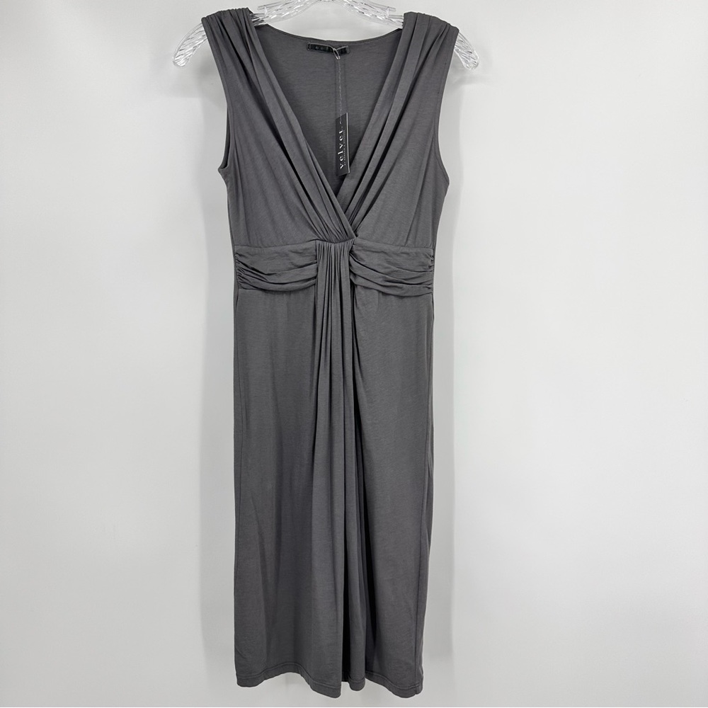 Velvet NWT Sleeveless V-neck Drape Dress Cotton Blend Gray Size S